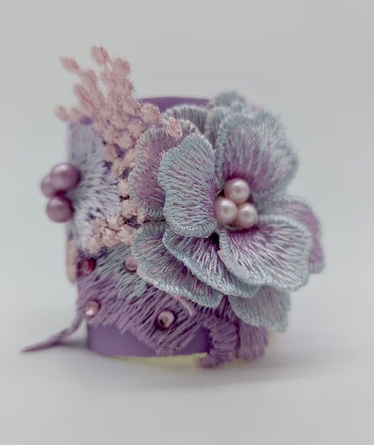 Lilac Peacock cuff - adjustable